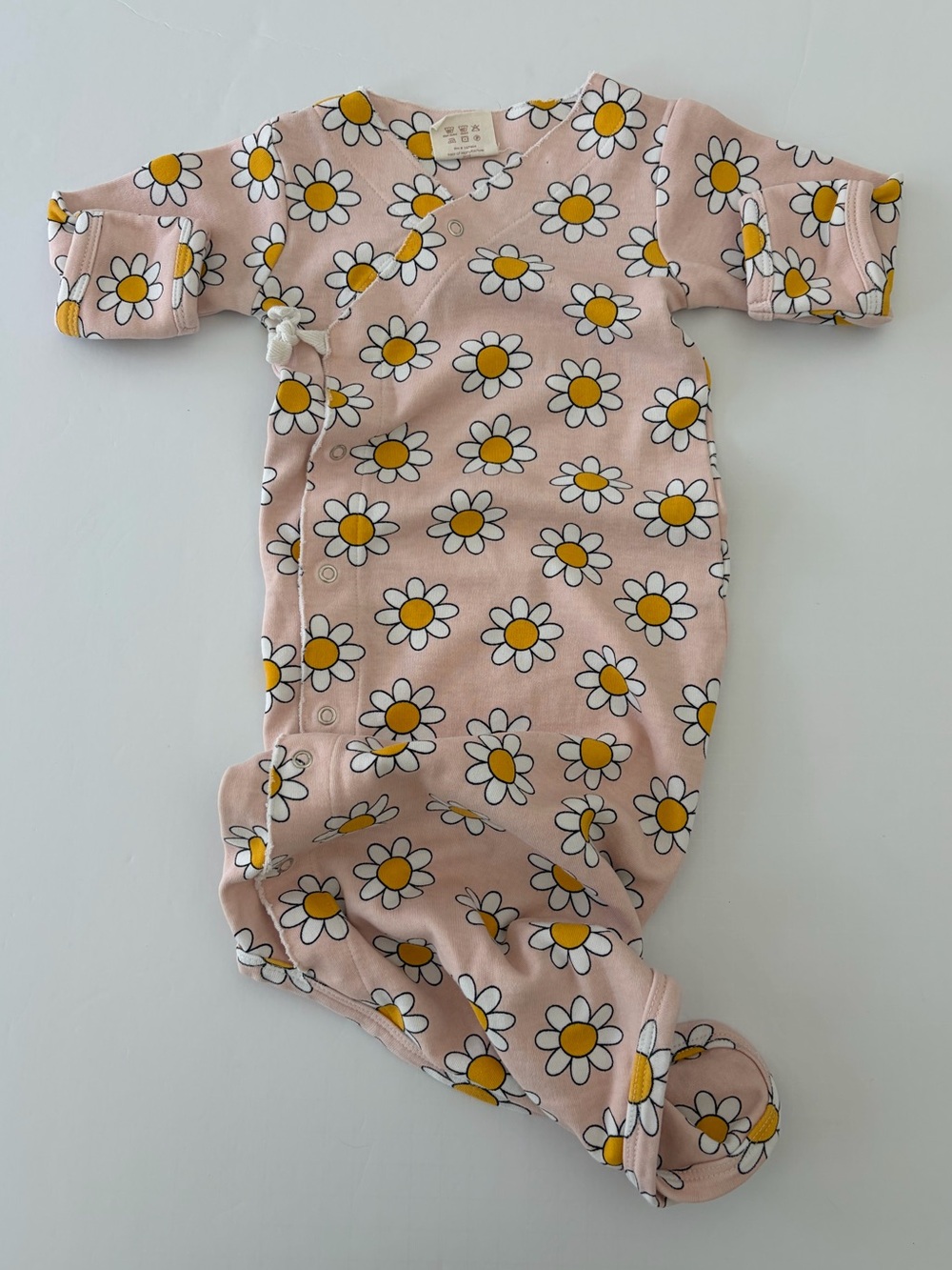 SIIX Collection Daisy Pop Taffy Organic Kimono Knot Gown 0-3 Months